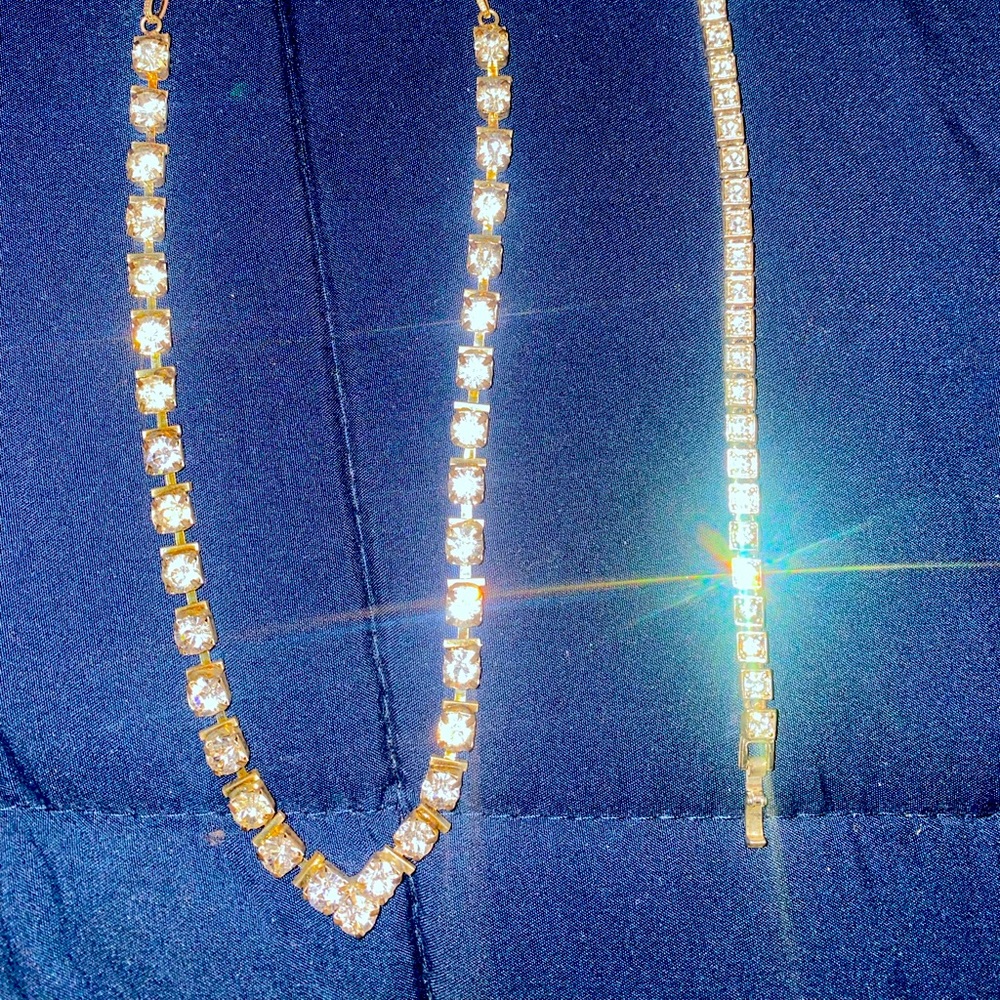 Rhinestone Necklace and Bracelet